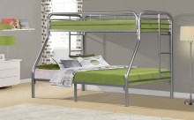 Silver Metal Twin Full Bunk Bed